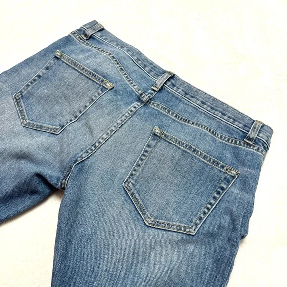 NILI LOTAN sz 27 Boyfriend Jeans in Venice Wash Blue Raw Hem Crop Mid Rise - Picture 10 of 13